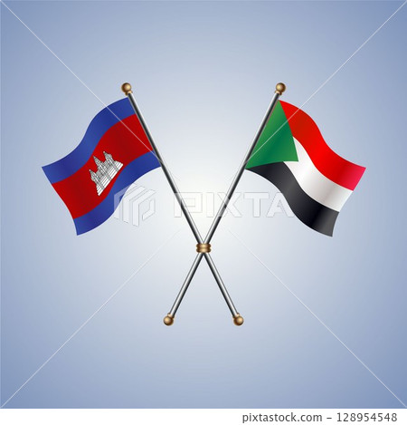 North Korea and Sudan flag. Vector Illustration 128954548