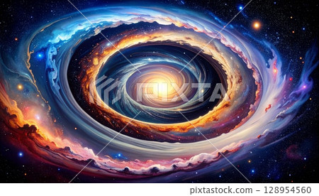 Sumi-e style galaxy space background illustration wallpaper 128954560