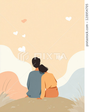 一對幸福的夫婦的插圖 128954705