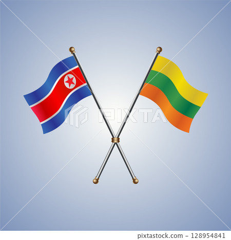 North Korea and Lithuanian flag. Vector Illustration 128954841