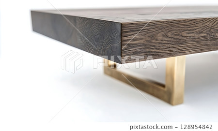 A wooden table with a gold frame 128954842