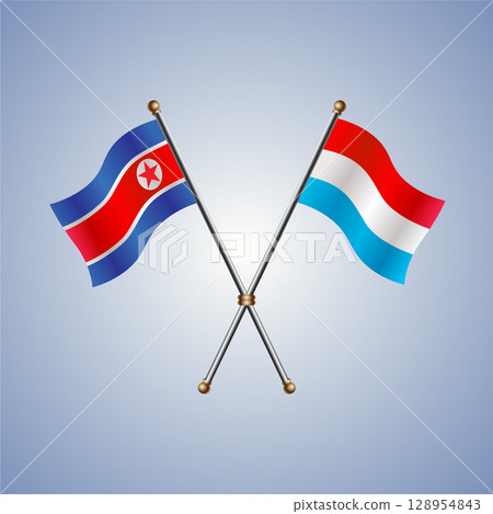 North Korea and Luxembourg flag. Vector Illustration 128954843
