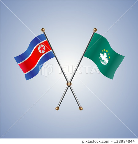 North Korea and Macao flag. Vector Illustration 128954844