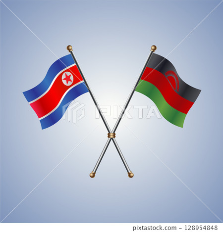 North Korea and Malawi flag. Vector Illustration 128954848