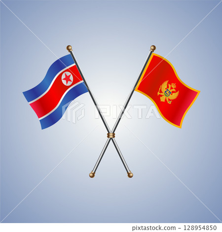 North Korea and Montenegro flag. Vector Illustration 128954850