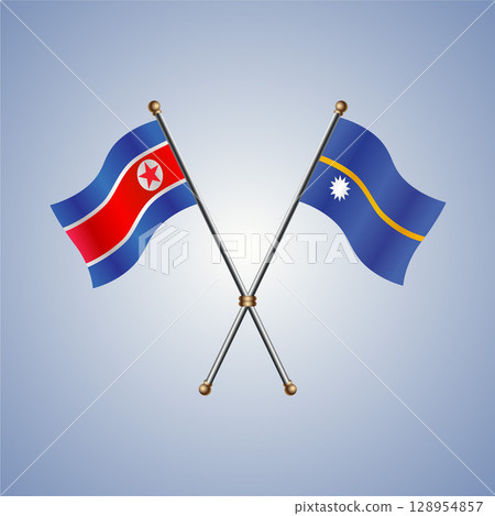 North Korea and Nauru flag. Vector Illustration 128954857