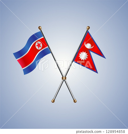 North Korea and Nepal flag. Vector Illustration 128954858