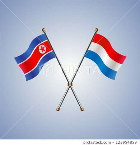 North Korea and Netherlands flag. Vector Illustration 128954859