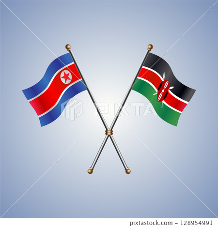 North Korea and Kenya flag. Vector Illustration North Korea and Kenya flag. Vector Illustration 128954991