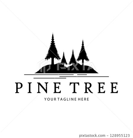 abstract simple pinecone logo pine tree design,for business,badge,emblem,pine plantation,pine wood industry 128955123