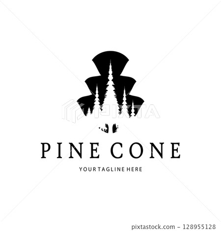 abstract simple pinecone logo pine tree design,for business,badge,emblem,pine plantation,pine wood industry 128955128
