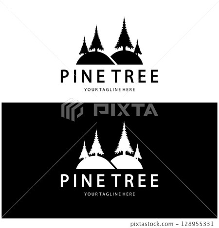 abstract simple pinecone logo pine tree design,for business,badge,emblem,pine plantation,pine wood industry 128955331