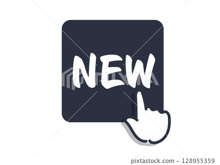 邀請點擊“NEW”圖標，代表新產品和更新訊息 128955359