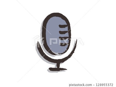 A brush-drawn icon of a microphone (voice, vocals, microphone) 128955372