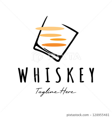 Vintage premium whiskey logo label with glass or beer. for drinks, bars, clubs, cafes, companies. Vintage premium whiskey logo label with glass or beer. for drinks, bars, clubs, cafes, companies. 128955481