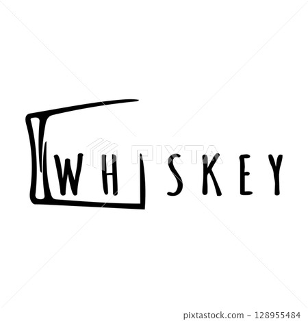 Vintage premium whiskey logo label with glass or beer. for drinks, bars, clubs, cafes, companies. 128955484
