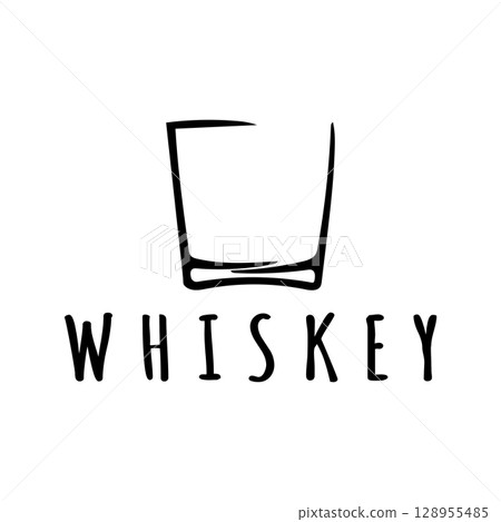 Vintage premium whiskey logo label with glass or beer. for drinks, bars, clubs, cafes, companies. 128955485