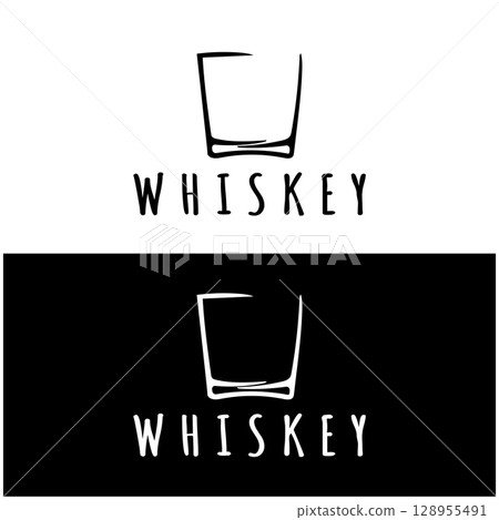 Vintage premium whiskey logo label with glass or beer. for drinks, bars, clubs, cafes, companies. Vintage premium whiskey logo label with glass or beer. for drinks, bars, clubs, cafes, companies. 128955491