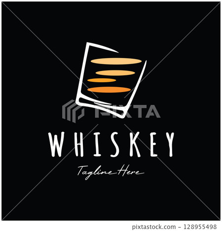 Vintage premium whiskey logo label with glass or beer. for drinks, bars, clubs, cafes, companies. Vintage premium whiskey logo label with glass or beer. for drinks, bars, clubs, cafes, companies. 128955498
