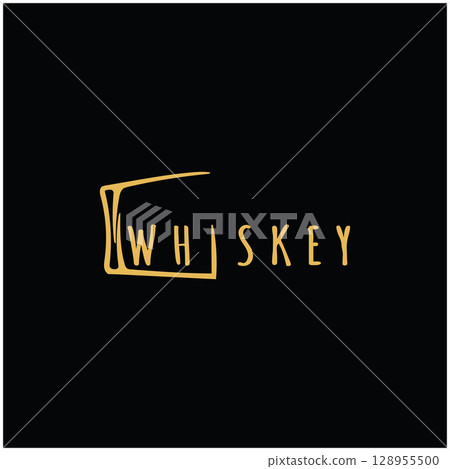 Vintage premium whiskey logo label with glass or beer. for drinks, bars, clubs, cafes, companies. Vintage premium whiskey logo label with glass or beer. for drinks, bars, clubs, cafes, companies. 128955500