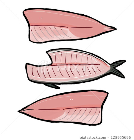 Illustration of filleted fish (red fish/suitable for tuna and mackerel) 128955696