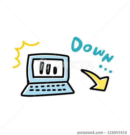 Pop illustrations expressing falling stock prices and deteriorating business performance | Hand-drawn materials that can be used for economic recession, troubles, and business downturn Pop illustrations expressing falling stock prices and deteriorating business performance | Hand-drawn materials that can be used for economic recession, troubles, and business downturn 128955910