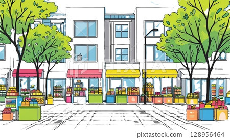 與城市建築的風景 128956464