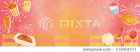 夏季節慶美食插畫背景 夏季節慶美食插畫背景 128956571