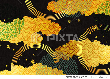 Cloud Japanese pattern New Year's card background Cloud Japanese pattern New Year's card background 128956792