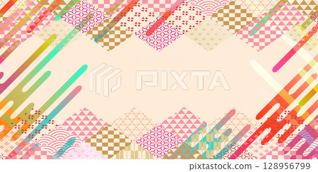 Spring Japanese pattern New Year's card background Spring Japanese pattern New Year's card background 128956799