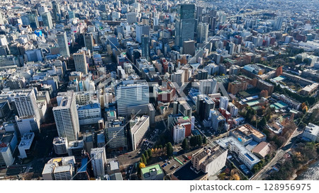 現代城市的無人機鳥瞰圖 128956975