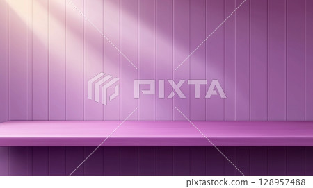 Luxury purple wooden countertop spotlight display branding product promotion presentation 128957488