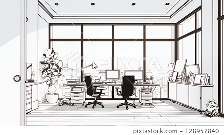 現代辦公空間(簡約色彩) 現代辦公空間(簡約色彩) 128957840