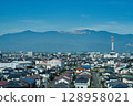 A view of the Azuma mountain range in summer from inside the Tohoku Shinkansen train 128958021