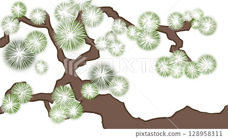 Background illustration of Japanese-style pattern (pine tree) 128958311