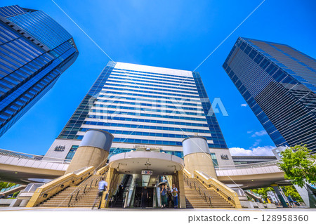 Tokyo cityscape in Japan, overlooking Shinagawa Station and office buildings, July 26th 128958360