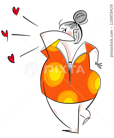 Illustration of a plump woman 128958429