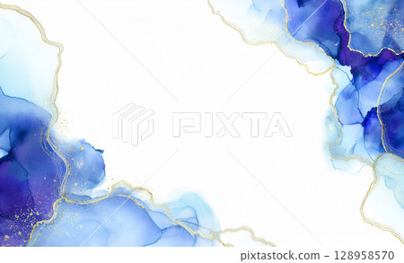 Blue alcohol ink frame - Stock Illustration [128958570] - PIXTA