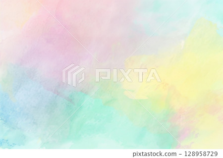 Pastel rainbow watercolor background 128958729