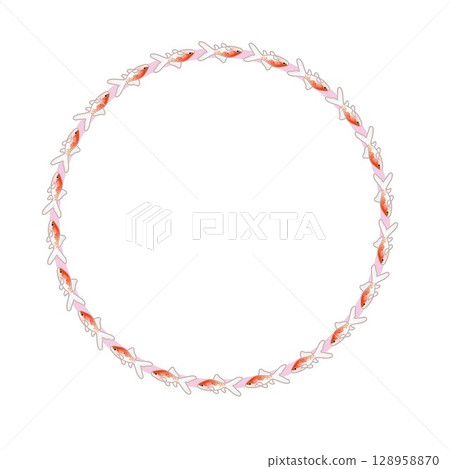 金魚圓形裝飾框架圖 金魚圓形裝飾框架圖 128958870