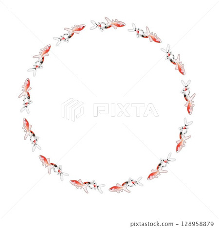 Goldfish circular decorative frame illustration 128958879