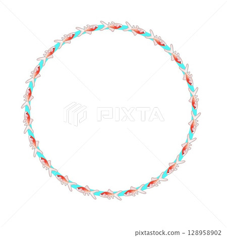 金魚圓形裝飾框架圖 128958902