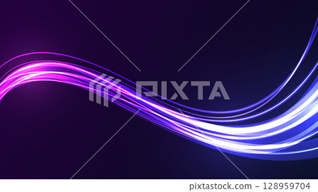 Abstract Blue and Purple Digital Waves with Luminous Particles and Futuristic Glow Abstract Blue and Purple Digital Waves with Luminous Particles and Futuristic Glow 128959704