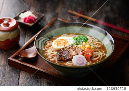 A luxurious bowl of steaming miso ramen | Freshly made noodle dishes to enjoy in winter A luxurious bowl of steaming miso ramen | Freshly made noodle dishes to enjoy in winter 128959726