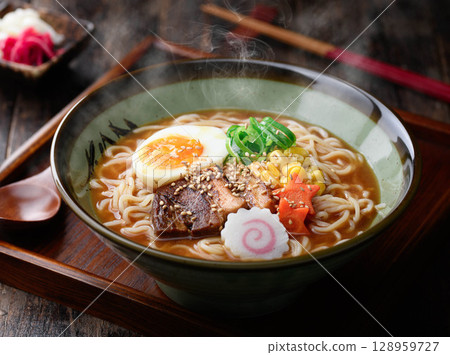 A luxurious bowl of steaming miso ramen | Freshly made noodle dishes to enjoy in winter A luxurious bowl of steaming miso ramen | Freshly made noodle dishes to enjoy in winter 128959727