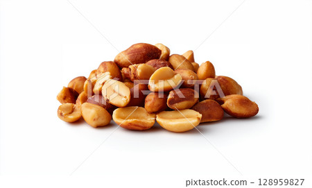 Roasted peanut kernels pile showcasing natural protein rich snacks for healthy nutrition 128959827