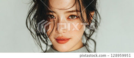 A portrait of a neat and pretty woman 128959951