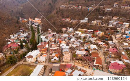 Aerial view of the resort town of Borjomi 128960154