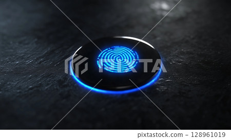 Finger print hand button light blue digital safety protection system server switch access technology 128961019