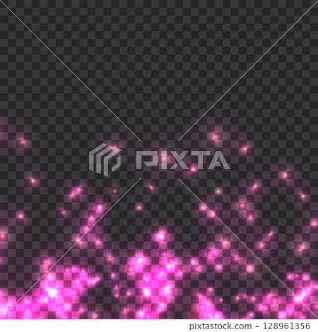 Falling Pink Glitter Sparkle Dust Overlay. Bright Luminous Light Effect. Vector 128961356